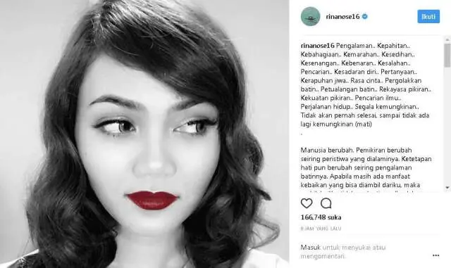 Rina Nose Pertontonkan Lepas Jilbab dan Gincu Merah di Instagram Rina Nose Pertontonkan Lepas Jilbab dan Gincu Merah di Instagram