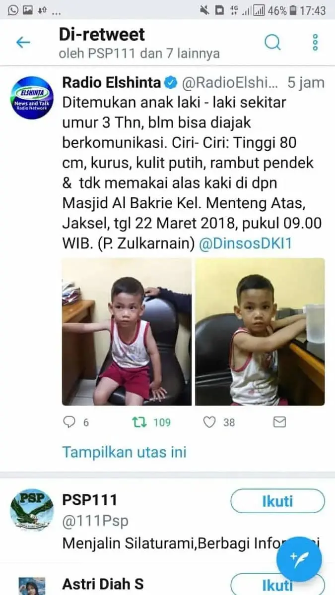 Sembilan Jam Hilang, Geraldo Akhirnya Ditemukan Sembilan Jam Hilang, Geraldo Akhirnya Ditemukan