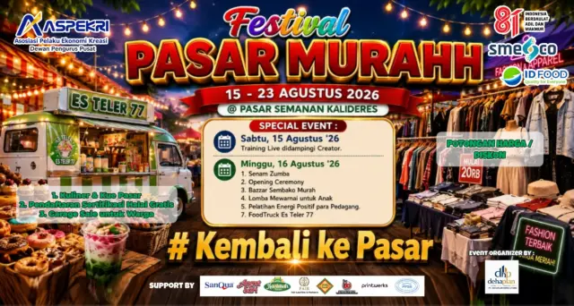 Sambut HUT ke-81 RI, ASPEKRI Gelar Festival Pasar Murah di Pasar Semanan Kalideres Sambut HUT ke-81 RI, ASPEKRI Gelar Festival Pasar Murah di Pasar Semanan Kalideres